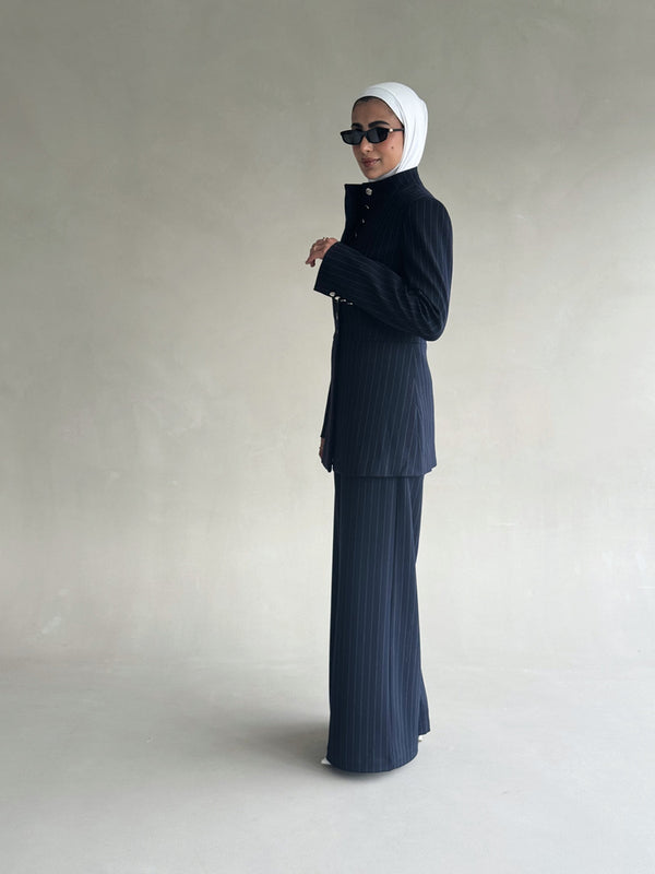 Striped Silver Buttoned Set