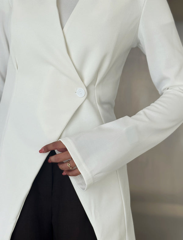 Asymmetrical One Button Blazer