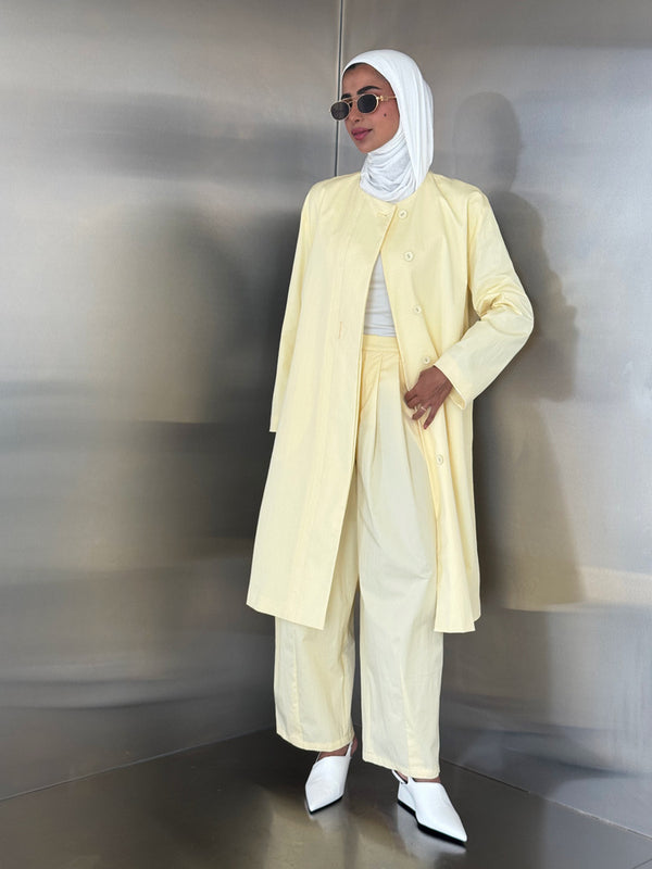 Round Neck Trench + Pants Set