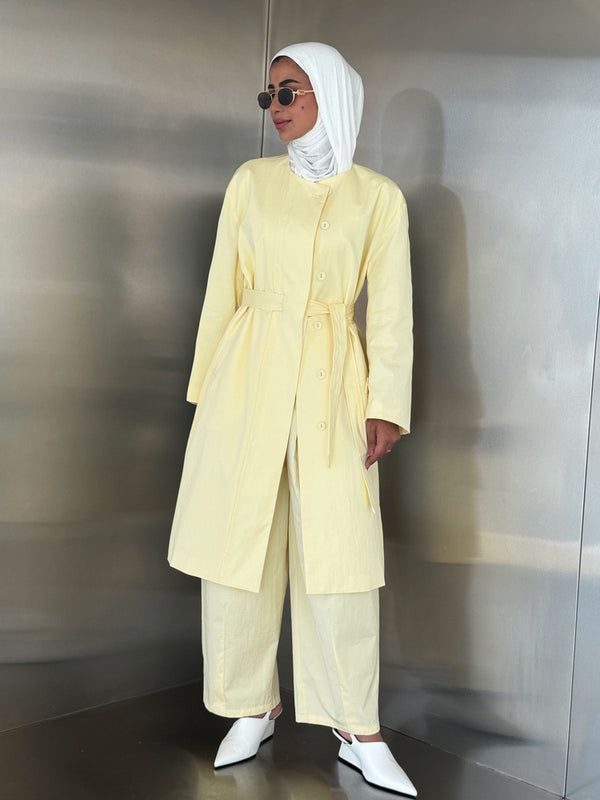 Round Neck Trench + Pants Set