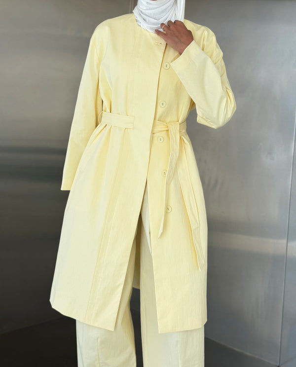Round Neck Trench + Pants Set