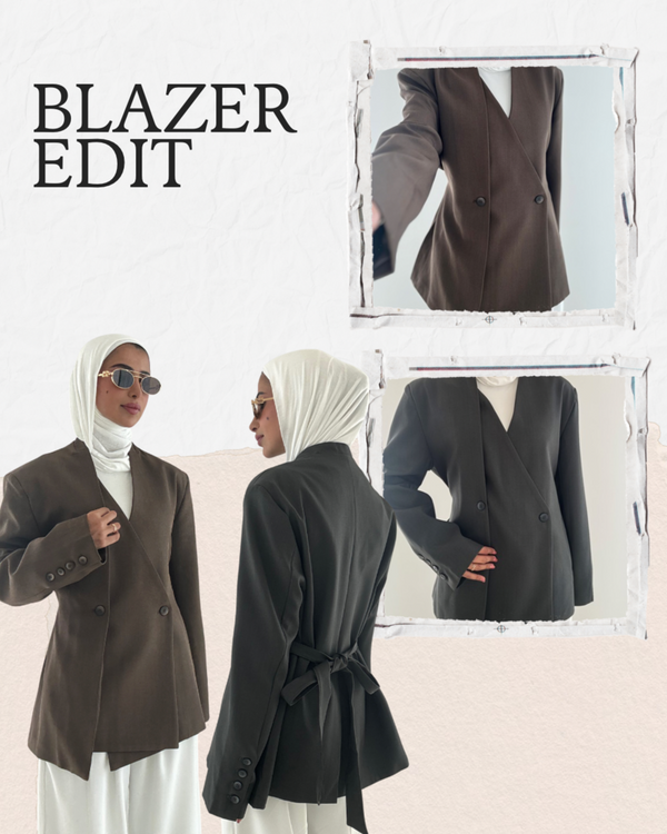 Loose Vneck Belted Blazer