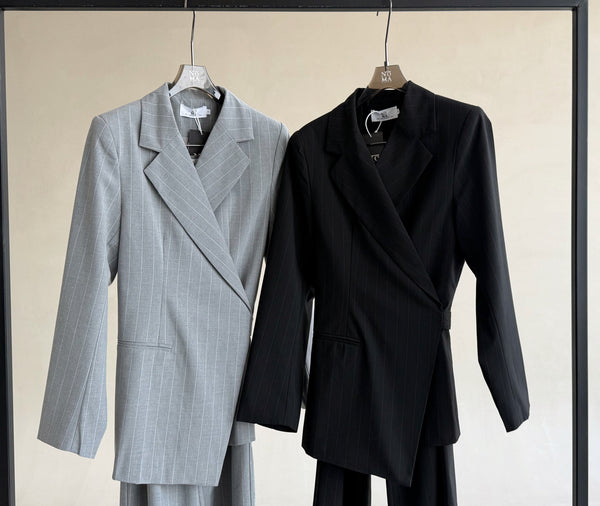 Overlapped Pinstripe Suit Set
