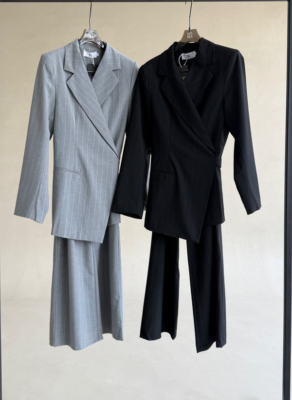 Overlapped Pinstripe Suit Set