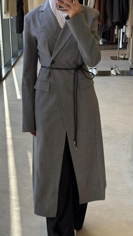 Black Belted Long BlazerX