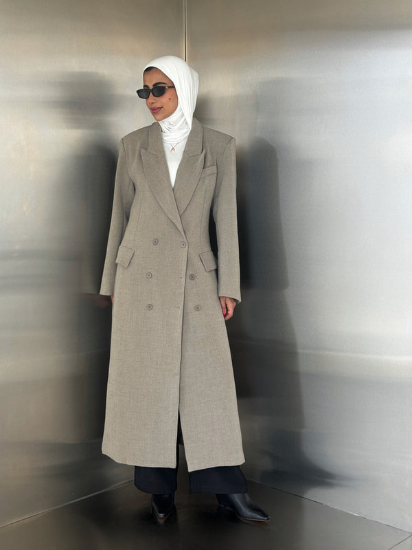 6 Buttons Thick  Waisted Long Blazer