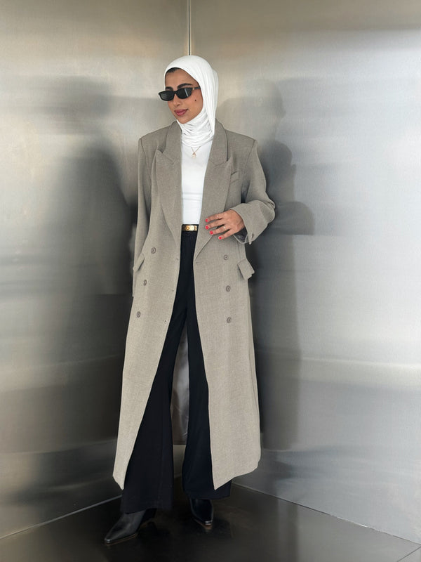 6 Buttons Thick  Waisted Long Blazer