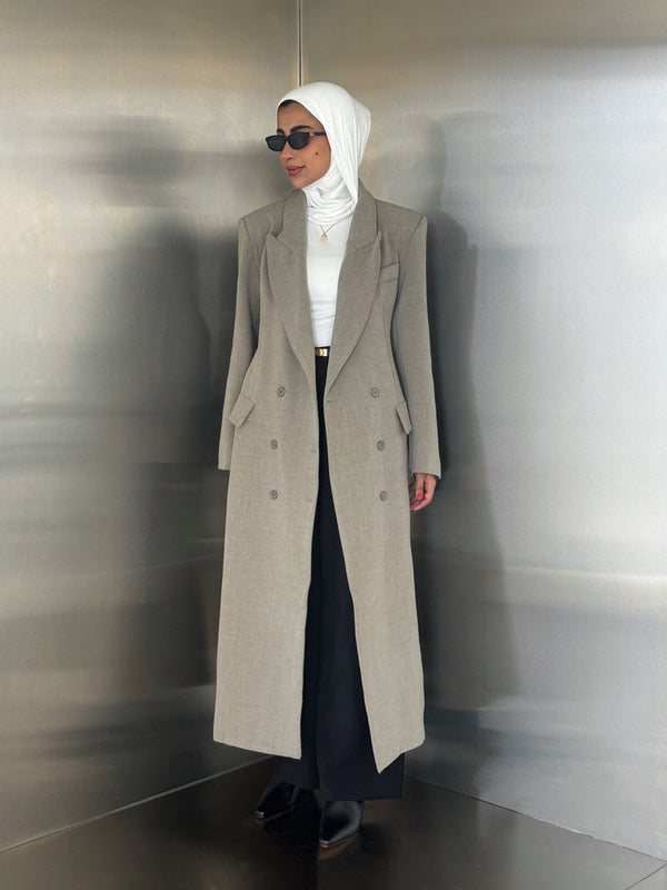 6 Buttons Thick  Waisted Long Blazer