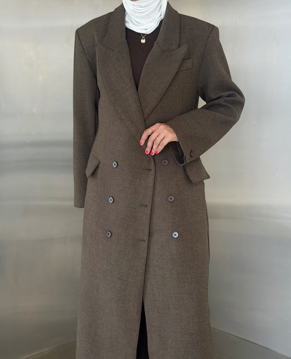 6 Buttons Thick  Waisted Long Blazer