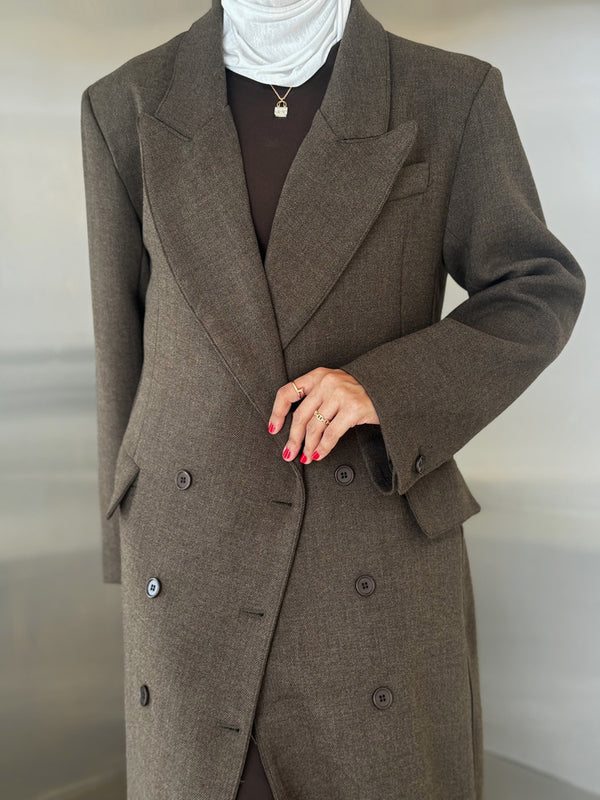 6 Buttons Thick  Waisted Long Blazer