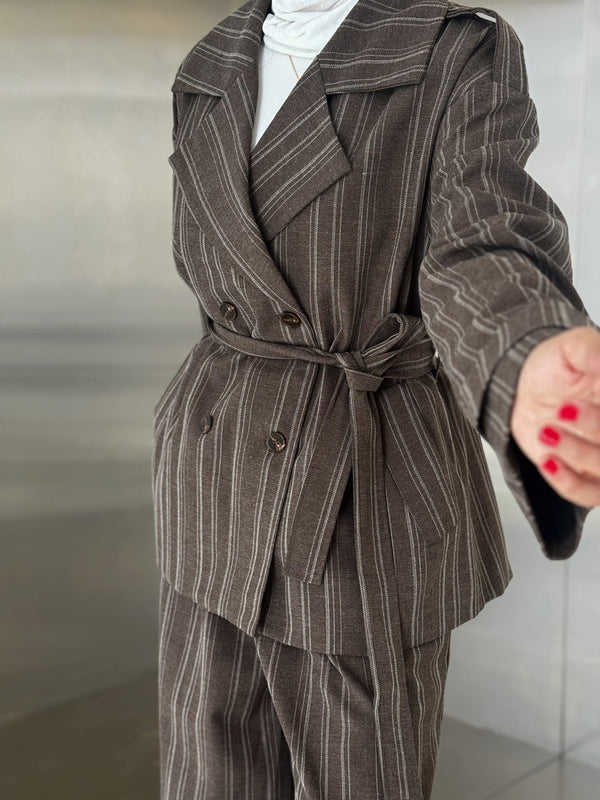 Striped Belted Set