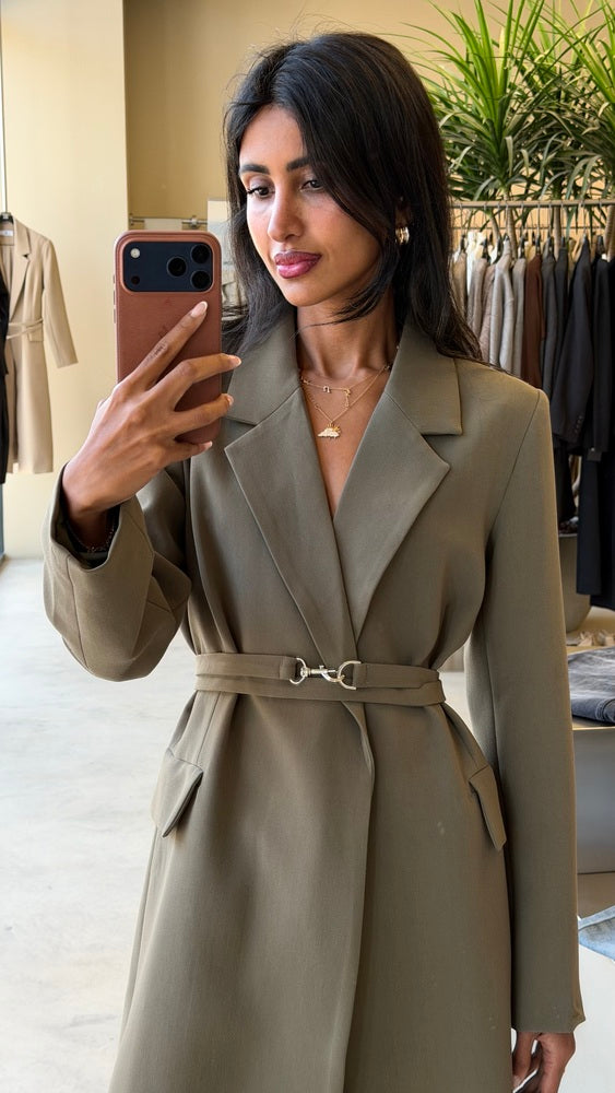 Minimalist Belted Long Blazer