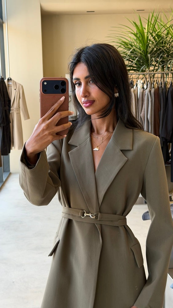 Minimalist Belted Long Blazer