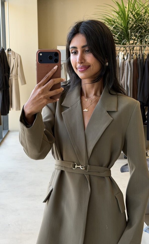 Minimalist Belted Long Blazer