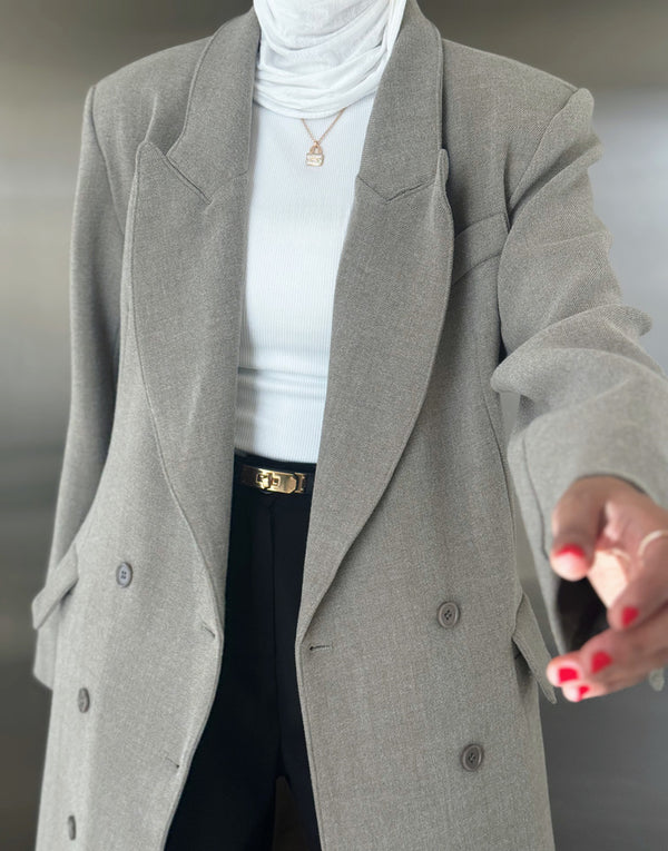6 Buttons Thick  Waisted Long Blazer