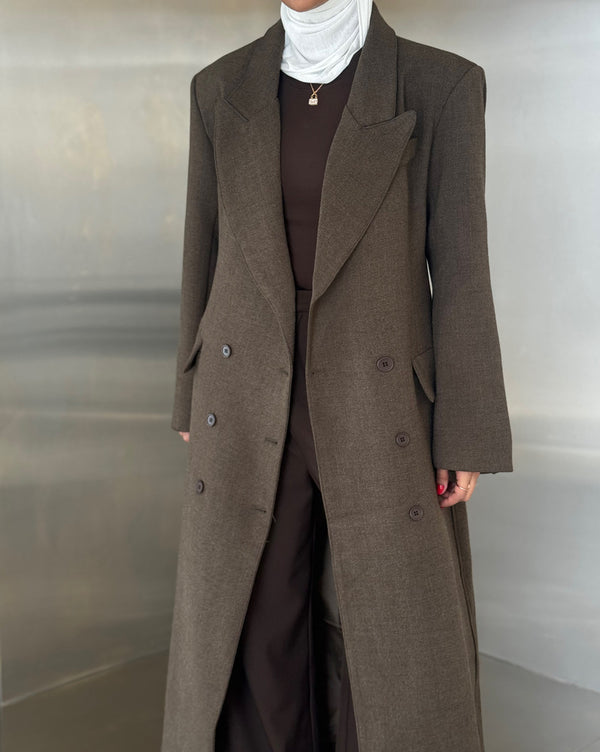 6 Buttons Thick  Waisted Long Blazer