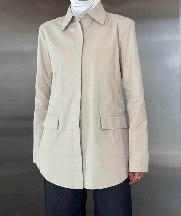Golden Buckle Belted Shirt