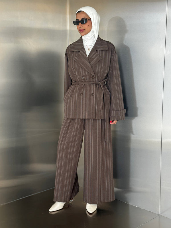 Striped Belted Set