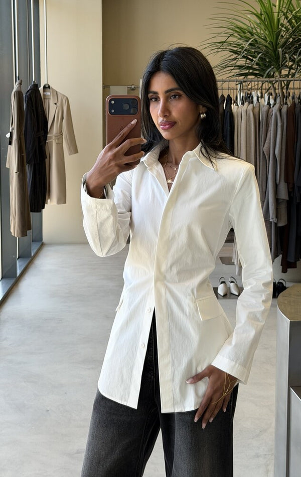 Golden Buckle Belted Shirt