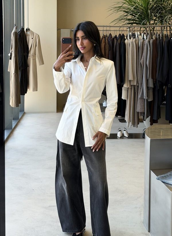 Golden Buckle Belted Shirt