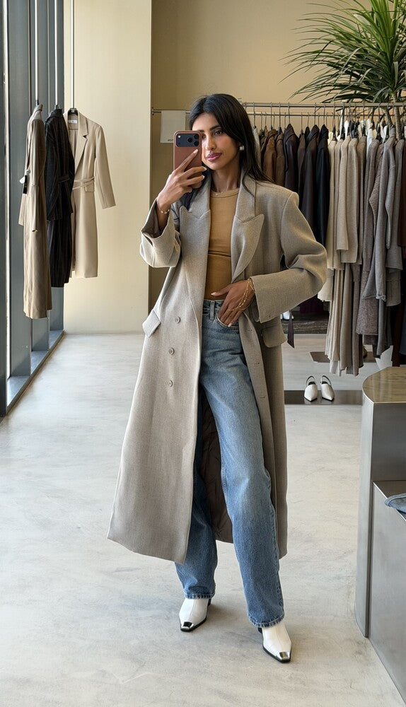 6 Buttons Thick  Waisted Long Blazer