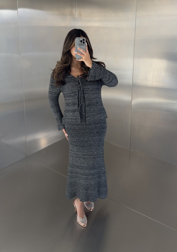 Crocheted Knit Dress Set