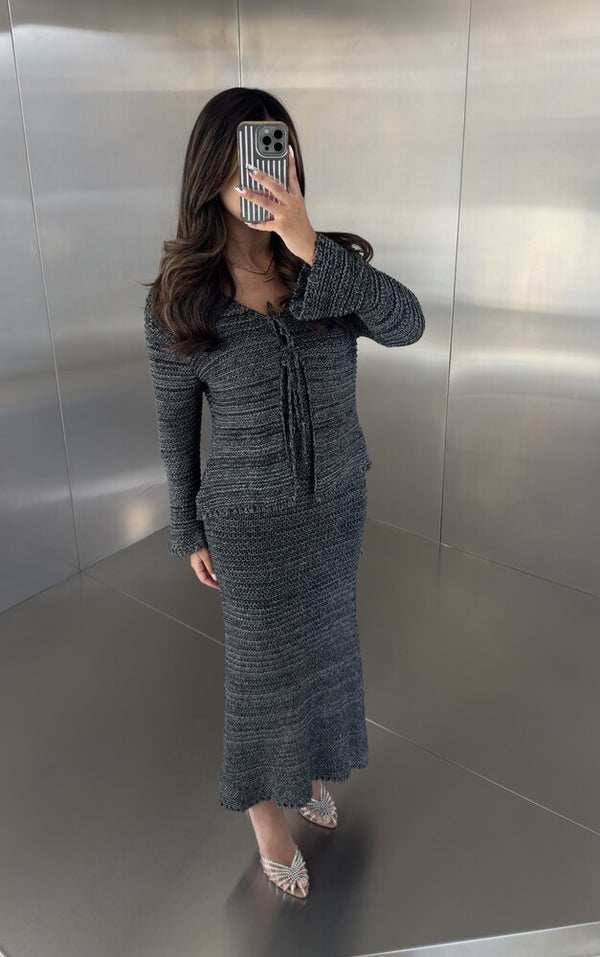 Crocheted Knit Dress Set