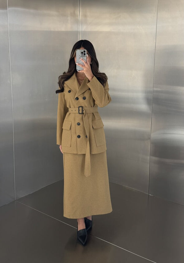 2PC Ten Buttons Skirt Set
