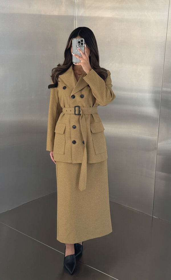 2PC Ten Buttons Skirt Set