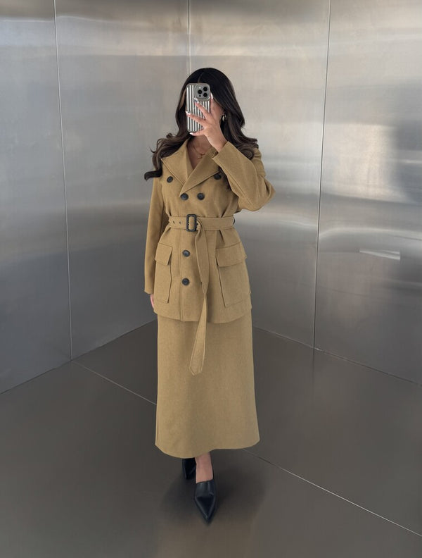 2PC Ten Buttons Skirt Set