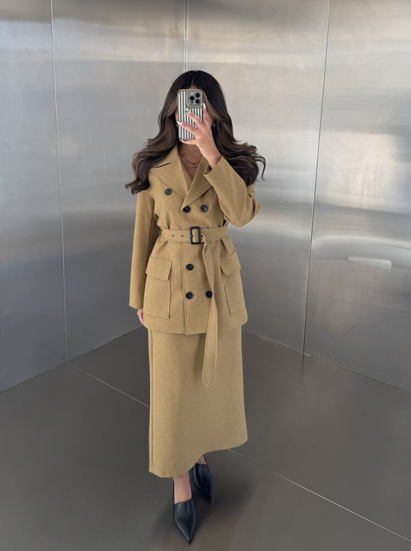 2PC Ten Buttons Skirt Set