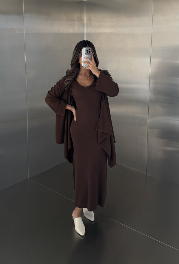 2PC Knitted Cardigan Dress Set