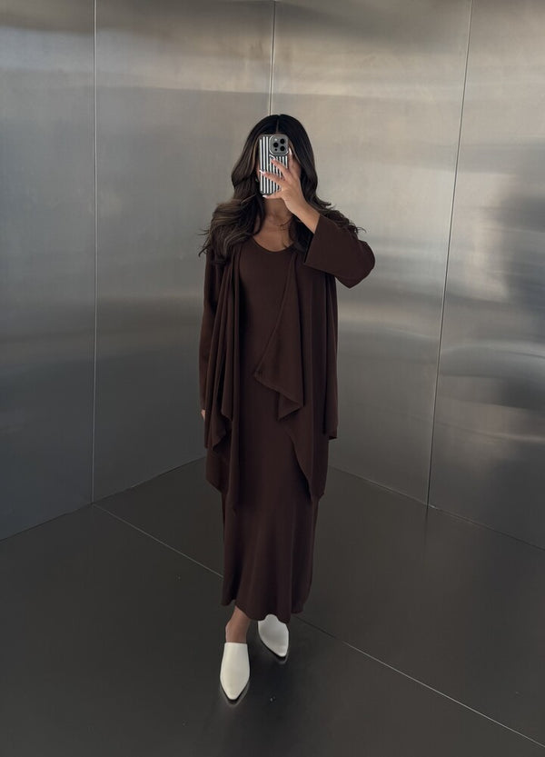 2PC Knitted Cardigan Dress Set
