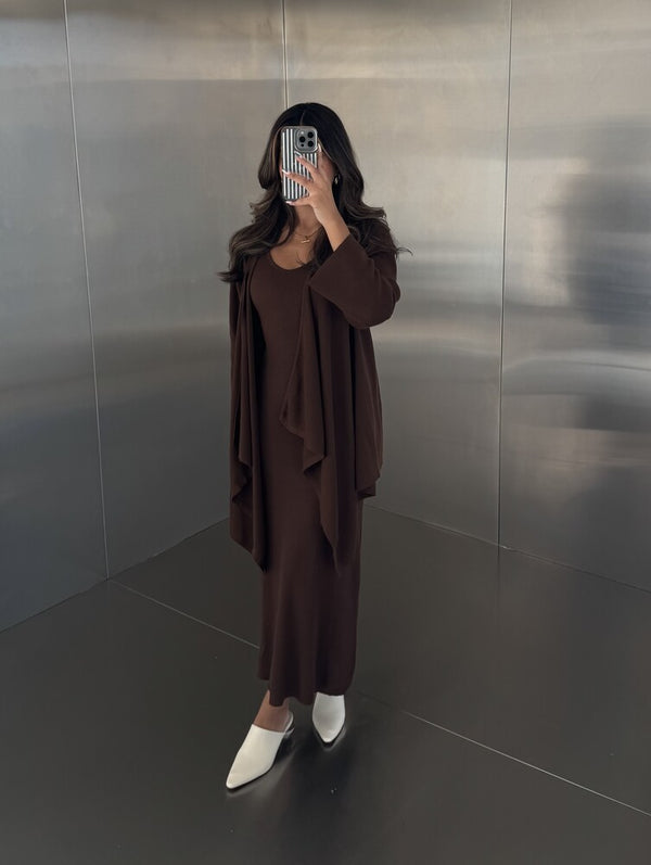 2PC Knitted Cardigan Dress Set