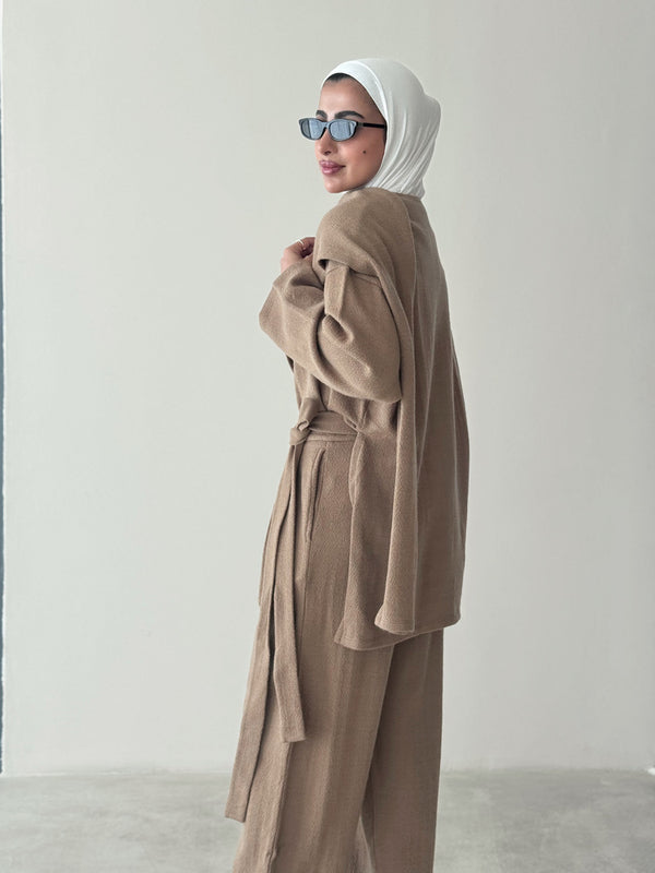 2PC Set Knitted Scarfed Asymmetrical