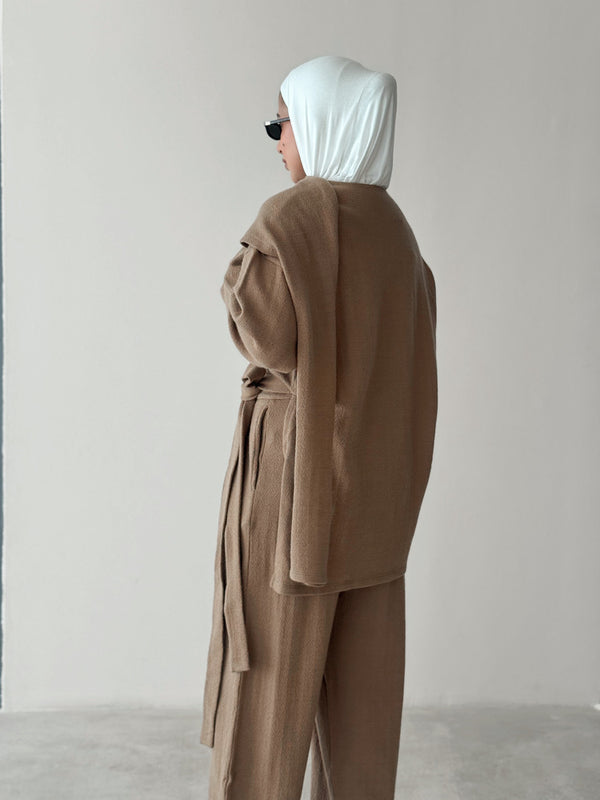 2PC Set Knitted Scarfed Asymmetrical