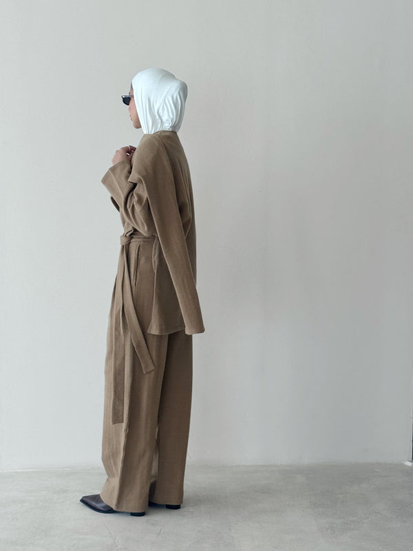 2PC Set Knitted Scarfed Asymmetrical