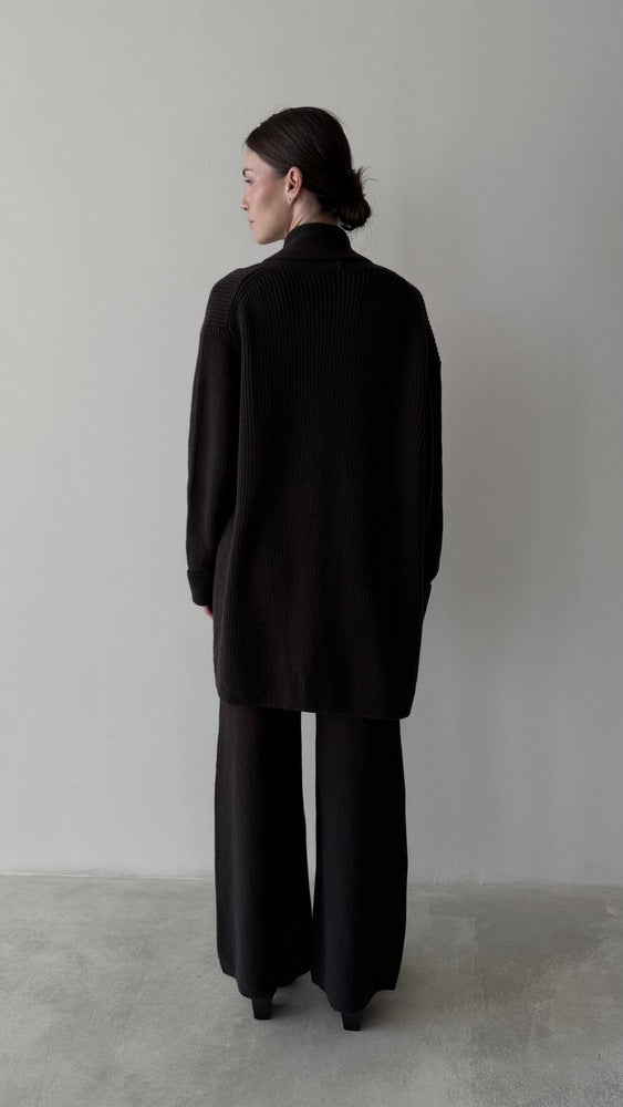 Knitted Mid-length Cardigan 2PC Set