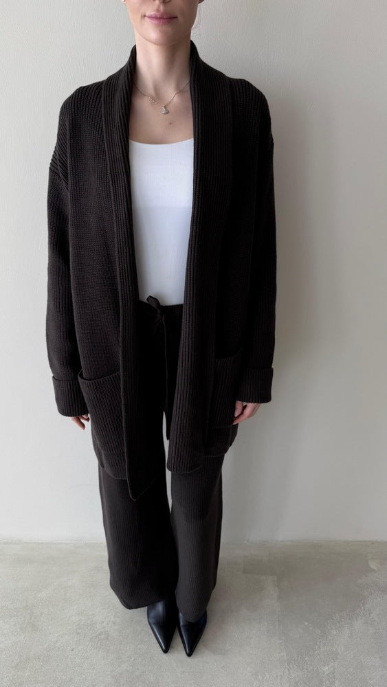 Knitted Mid-length Cardigan 2PC Set