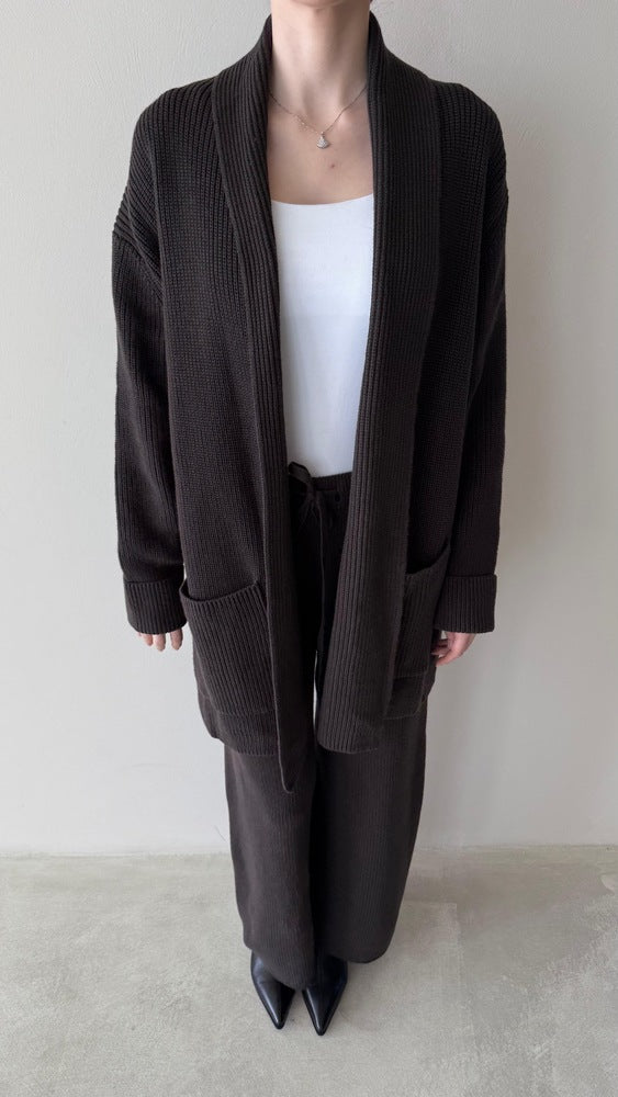 Knitted Mid-length Cardigan 2PC Set