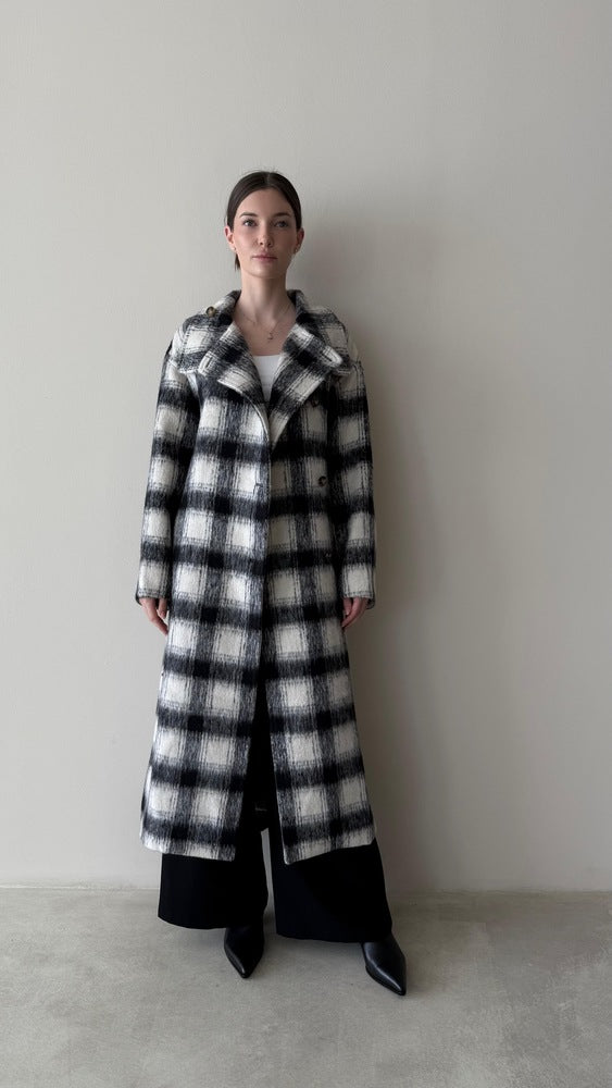 Cashmere Plaid Belted Coat