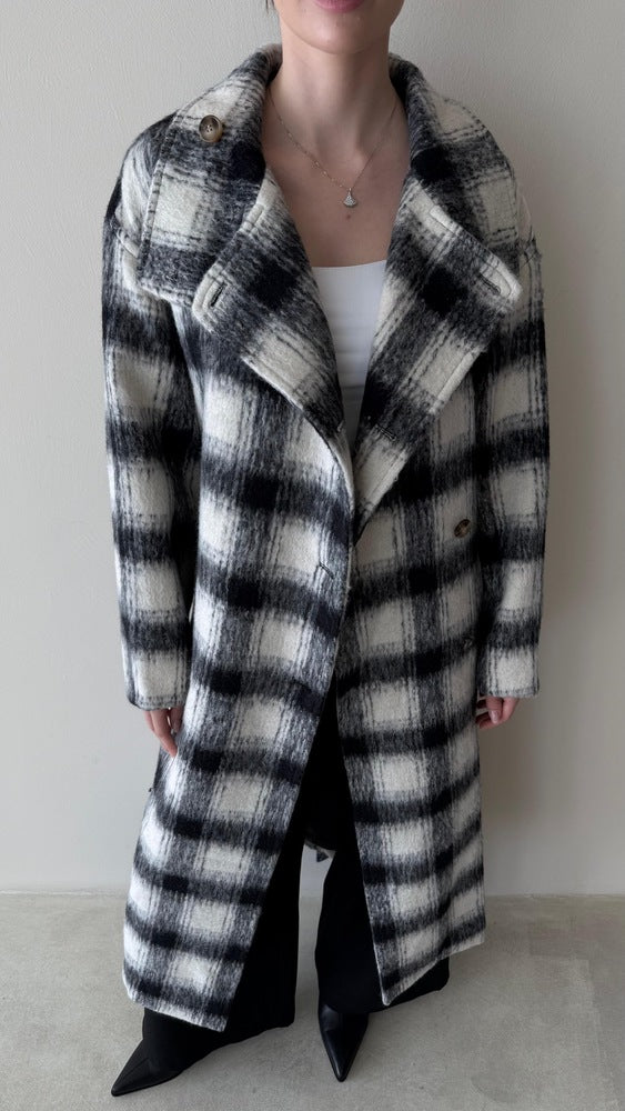 Cashmere Plaid Belted Coat