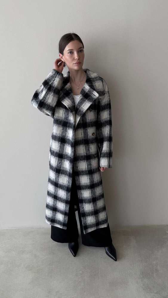 Cashmere Plaid Belted Coat