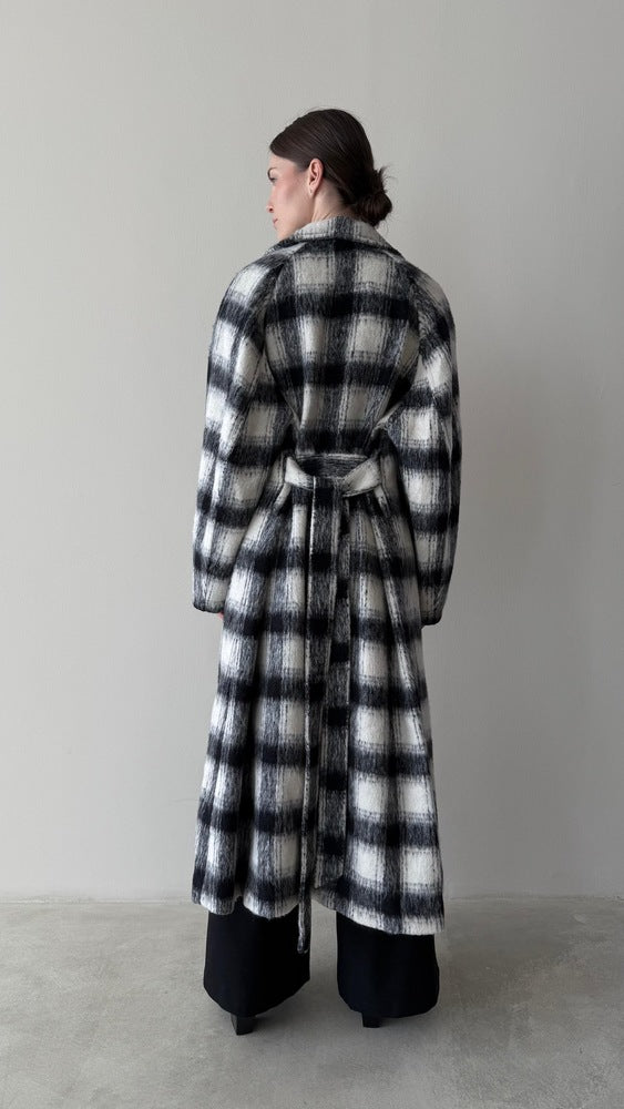 Cashmere Plaid Belted Coat
