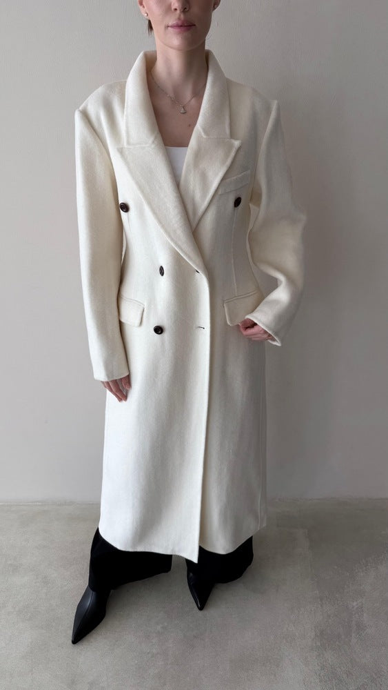 Woolen Notched Lapel Coat