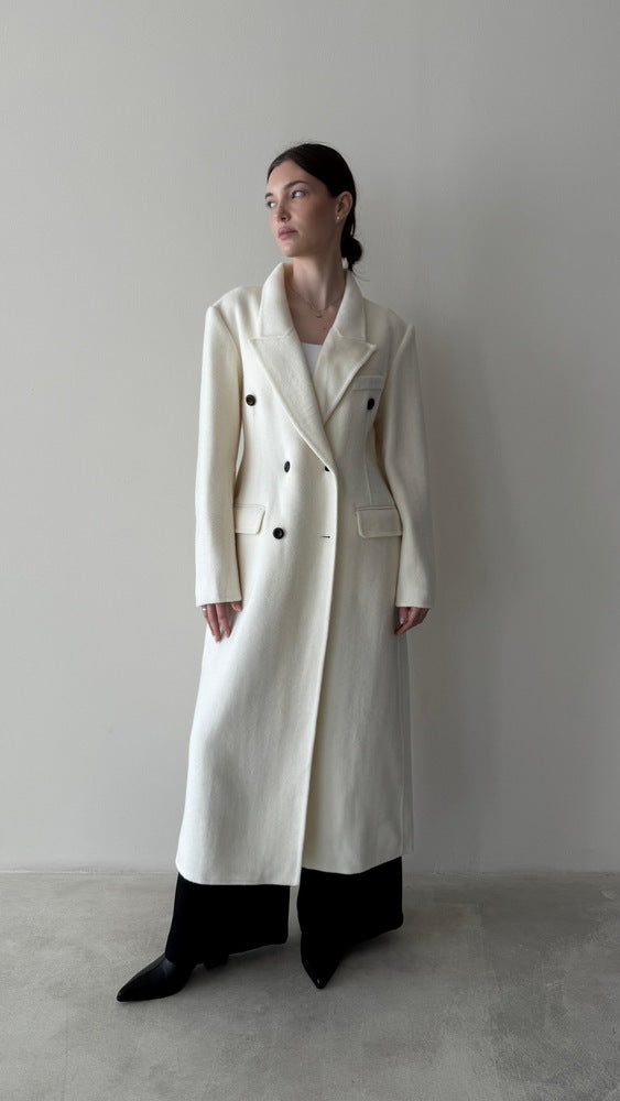 Woolen Notched Lapel Coat