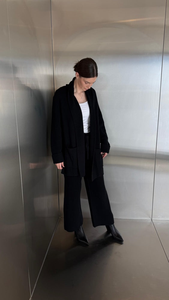 Knitted Mid-length Cardigan 2PC Set