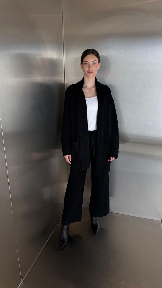 Knitted Mid-length Cardigan 2PC Set