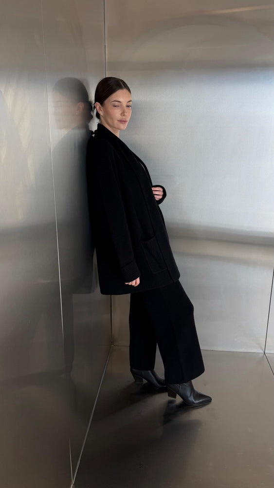 Knitted Mid-length Cardigan 2PC Set