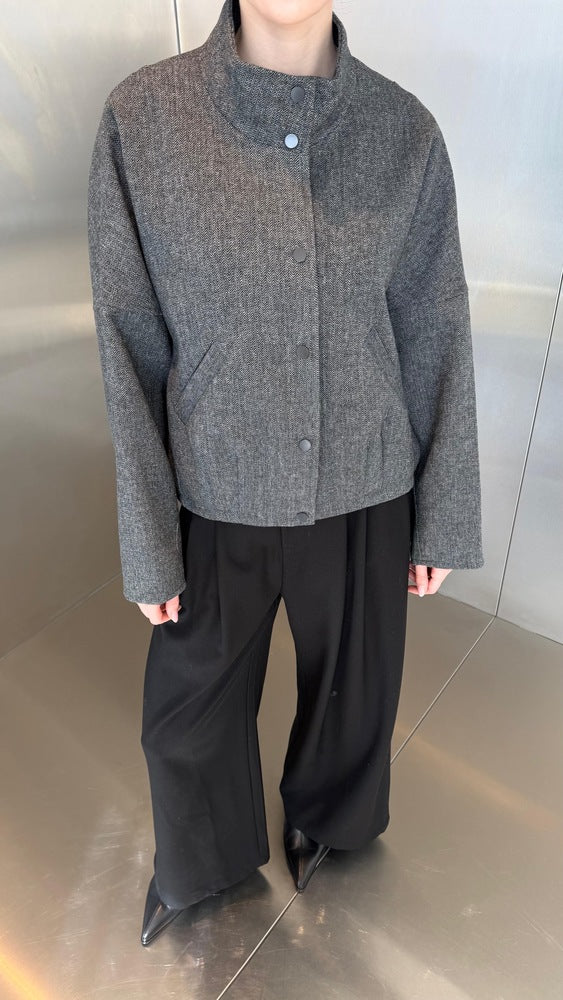 Loose Stand Collar Short Jacket